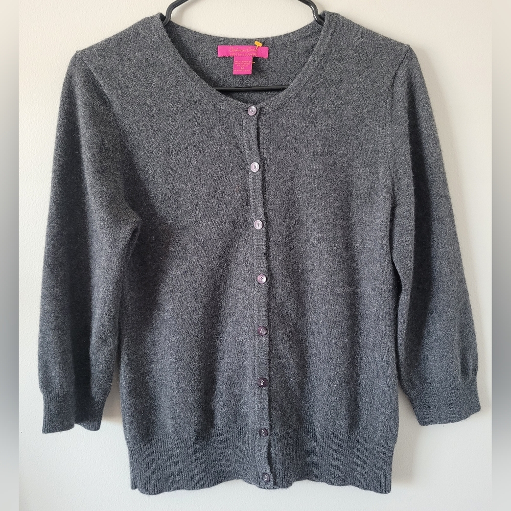 Cashmere Cache 100% 2-ply Cashmere Cardigan Gray Small/Medium - Picture 3 of 16